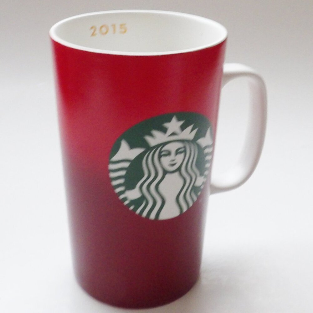 Starbucks 2015 Tall Red Holiday Coffee Latte Mug Cup 16 fl. Oz. - Picture 6 of 10